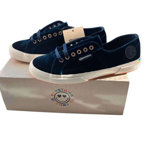 SOMETHING NAVY X SUPERGA | Limited Edition - Blue Velvet Sneaker - 9.5 NWT - Picture 1 of 8